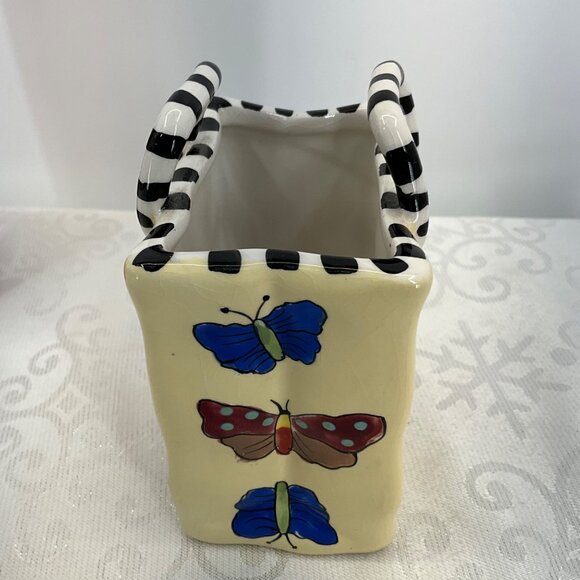 2002 Patricia Dupont Hand painted Ceramic Basket 3 1/4" Tall - Picture 3 of 7